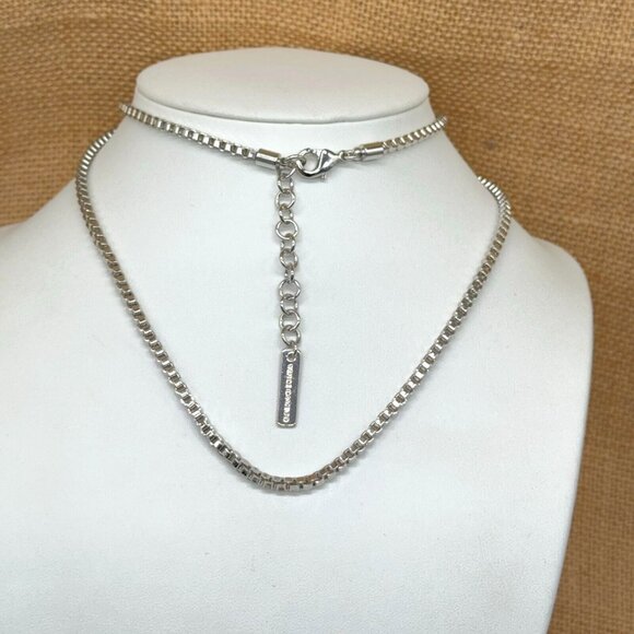 Vince Camuto Necklace Silver Tone Chunky Box Chain Long High Polished 30"- 31.5" - Picture 2 of 7